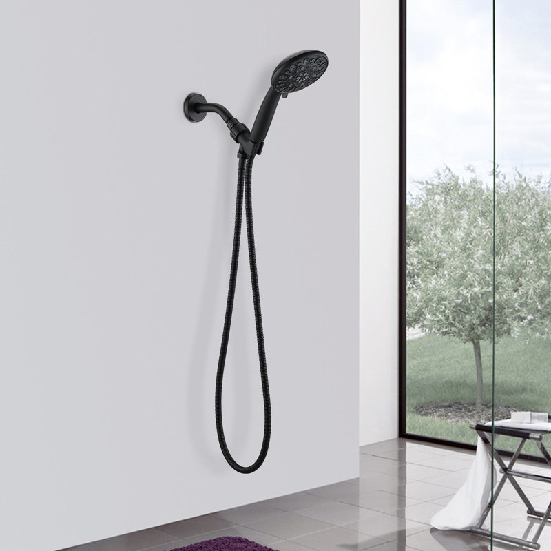Douche à main à 7 réglages en noir mat, décoloration et douche à 7 réglages, rouille