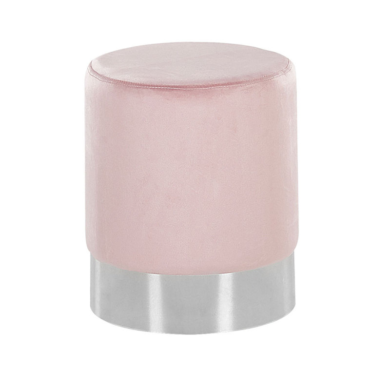 Teton 36cm Wide Velvet Round Solid Colour Standard Ottoman, Pink