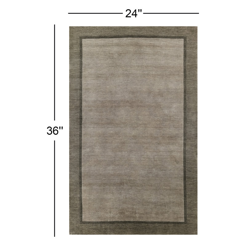 Tapis gris en laine touffeté à la main Zaley, Rectangle 2 pi x 3 pi