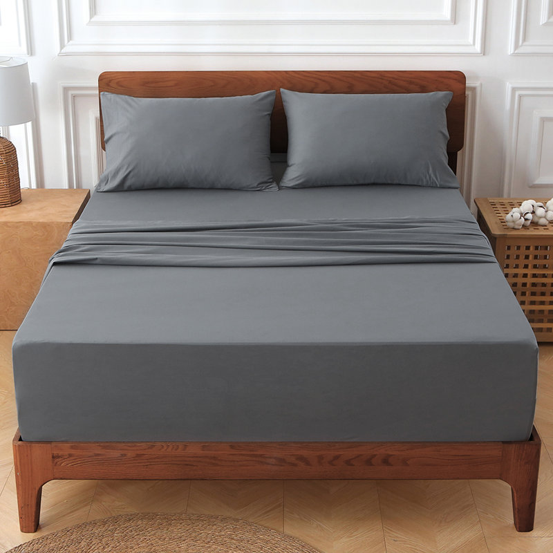 Ensemble de draps-housses en coton 100 % uni, 400 fils/cm², poches extra profondes – Convient aux matelas jusqu'à 50 cm d'épaisseur