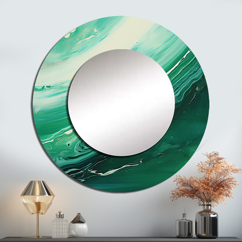 Jade Jupiter planète dans l'espace - notre système solaire unique, miroir décoratif mural, grand miroir rond, art imprimé en métal