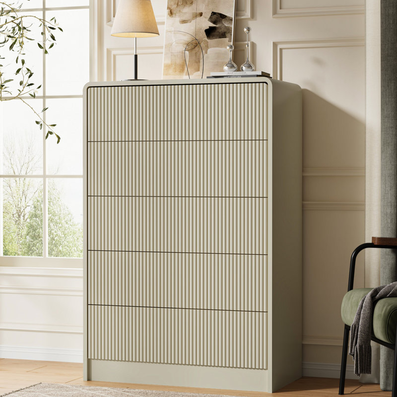 5 - Drawer Dresser, 47.4" H, Black