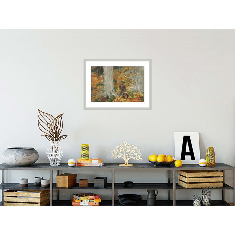 «Adirondack Woods Guide and Dog» par Winslow Homer, impression giclée encadrée, 22,14 po H x 29,5 po L