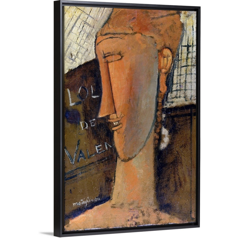 « Lola de Valence » par Amedeo Modigliani, reproduction d’art, Cadre noir, H 38 po x l 26 po x P 1,75 po