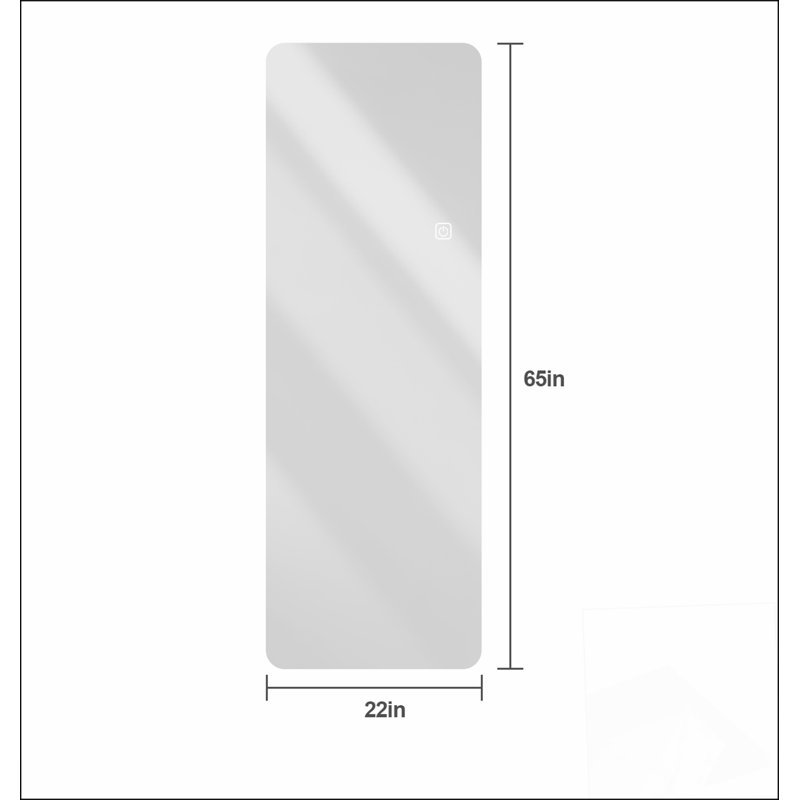 Miroir de 65 po x 21 po avec lumières réglables, parfait pour les chambres à coucher et fixation murale pleine longueur