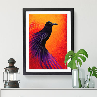 Raven Bird Flame Art Framed Print