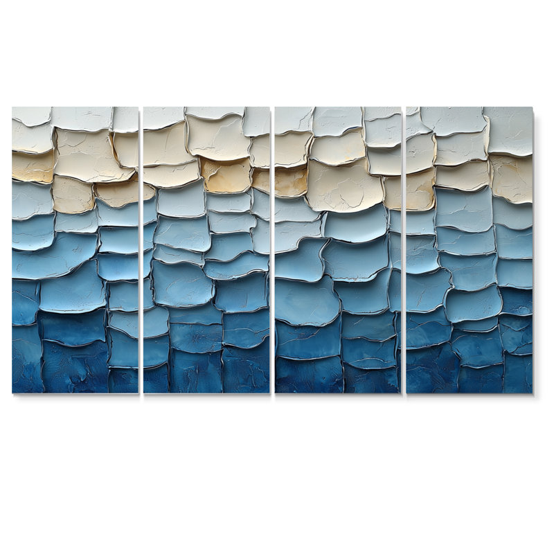 «White Nordic Simplicity Mosaic II - Boho Tiles», ensemble d'art sur toile, H 32 po x l 64 po