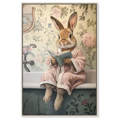 «Bunny Bibliophile Bathing Canvas» par Art Remedy