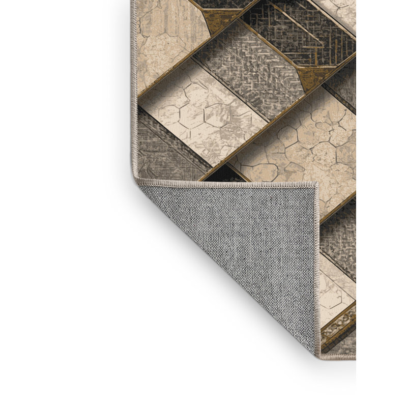 Tapis oriental classique beige délavé à la machine Brennan Shield, 7 x 9