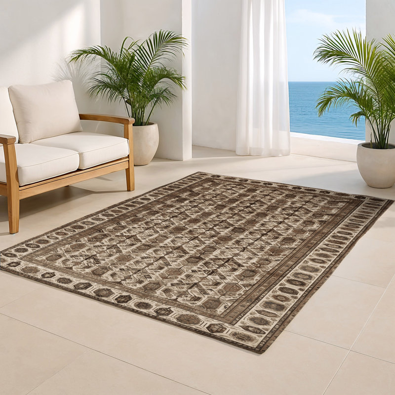 Tapis d'intérieur et d'extérieur gris Persian, Rectangle 4pi x 6 pi