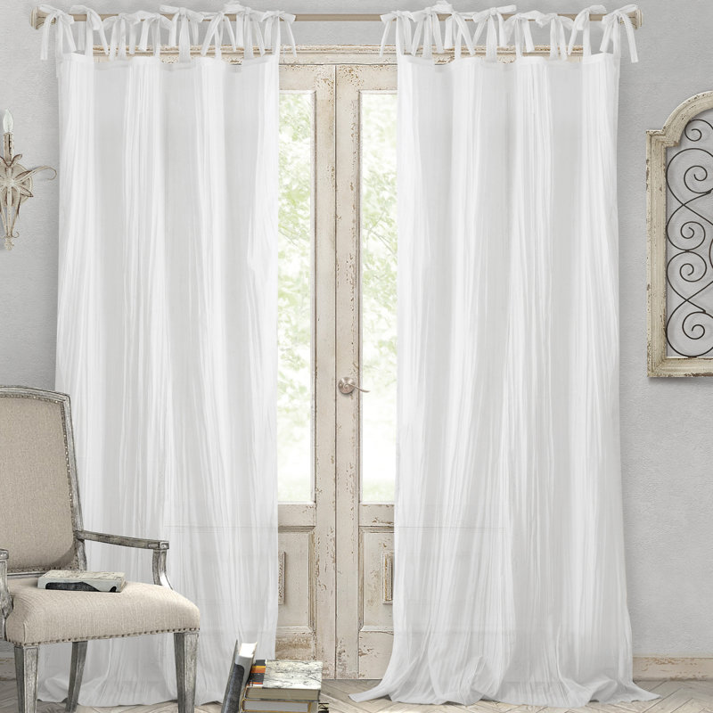 Mercuri Semi Sheer Single Curtain Panel, White, 52"W x 95"L
