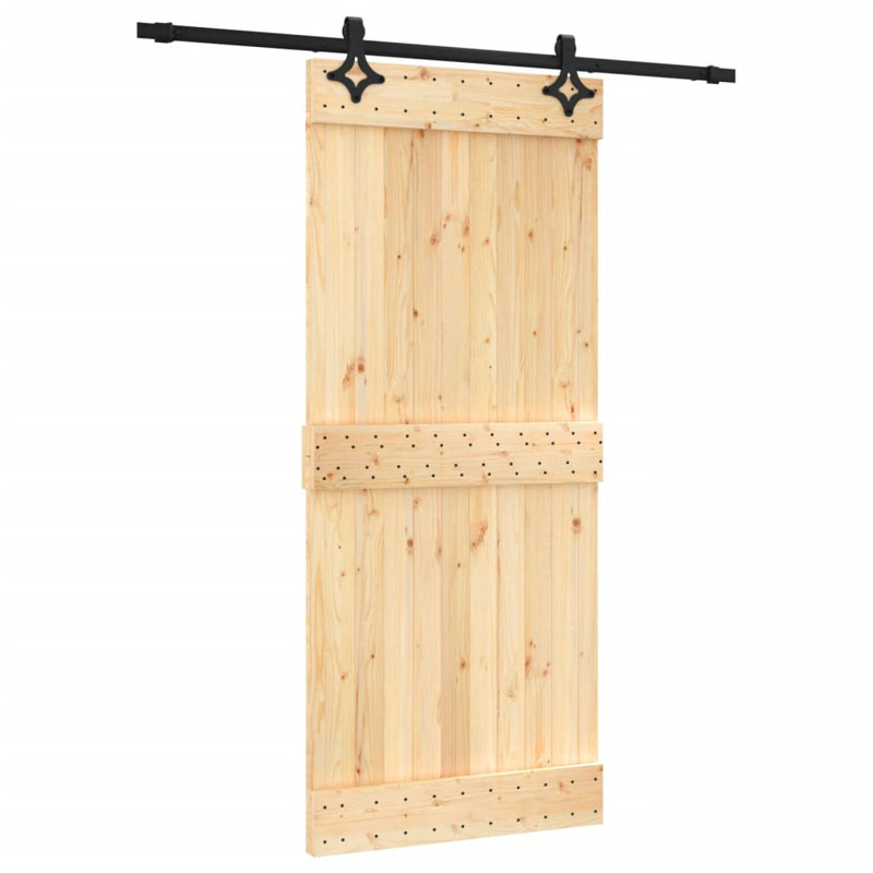 Porte coulissante avec quincaillerie Vidaxl, Noir/naturel, 35,4 po x 82,7 po