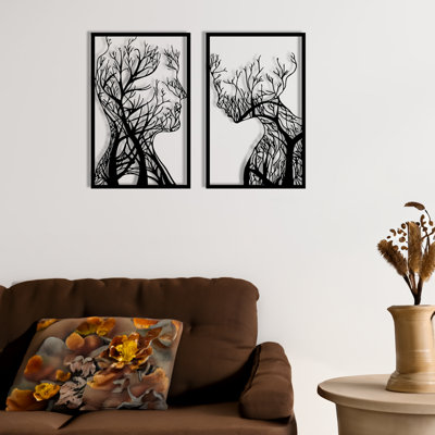 Élégant accessoire mural décoratif en métal, noir, 33,9 po x 24,8 po | Fabrication 100% métal, épaisseur: 0,05 pouce | Parfait pour la décoration intérieure et le bureau, design durable et accrocheur