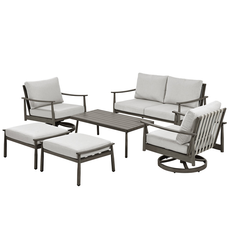Mariene 4 - Person Patio Conversation Set with Cushions, Gray, Gray
