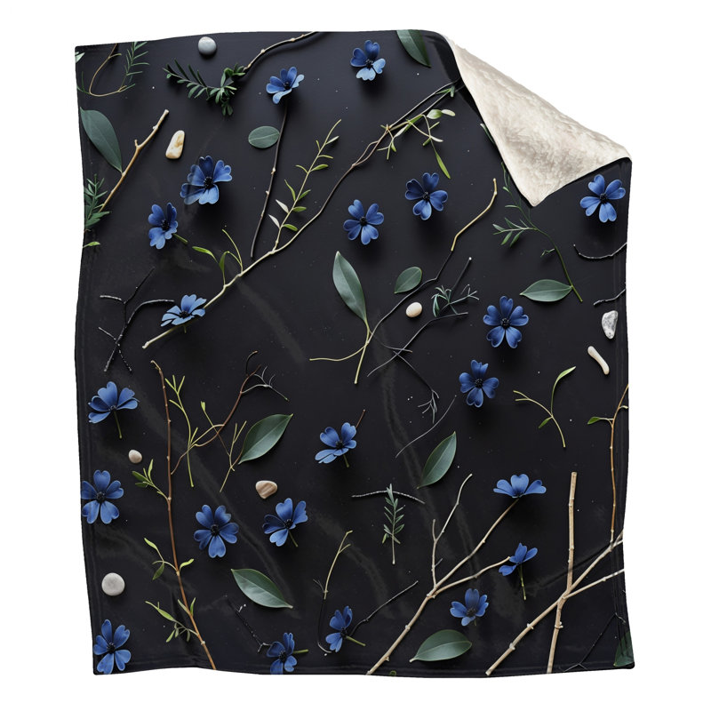 Jeté polaire fleurs bleues - Jetés floraux pour canapés ou lits, 50in W x 60in H
