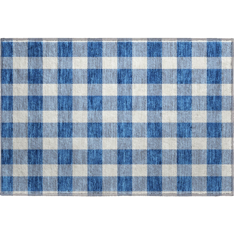 Premium Machine Washable Prisco Navy Rug, Rectangle 1'8" x 2'6"