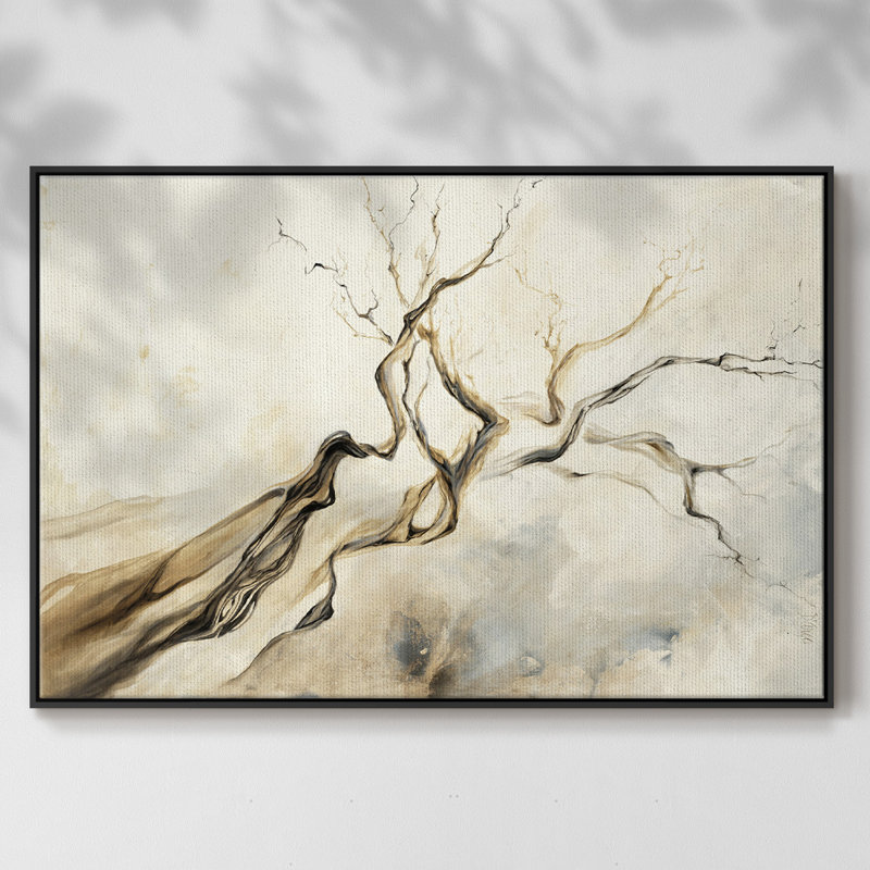 " Twisted Branches ", 25" H x 37" W x 2" D, Black Floater Framed Canvas