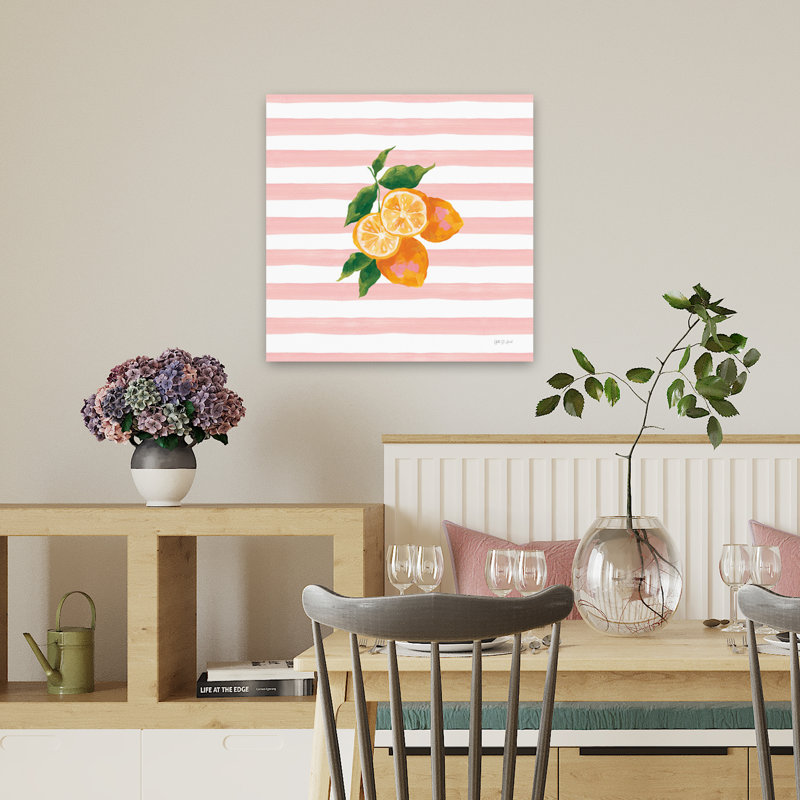 Été en rayures I, art contemporain, H 18 po x l 18 po