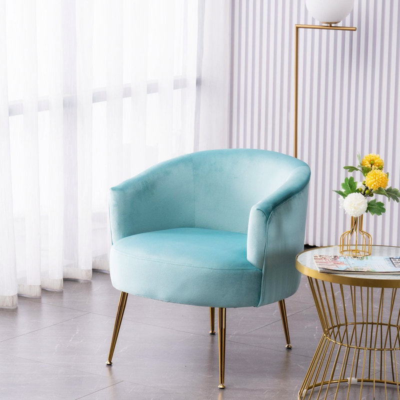 Fauteuil demi-tonneau en velours 24,46 po Javuneesha