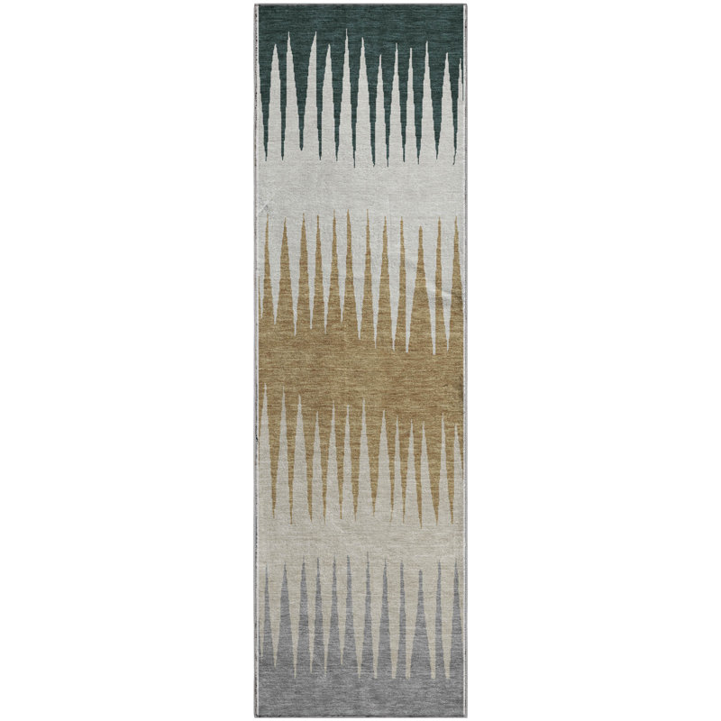 Premium Machine Washable Prisco Charcoal Rug, Runner 2'3" x 7'6"