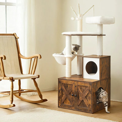55.1" Cat Tree with Litter Box Enclosure