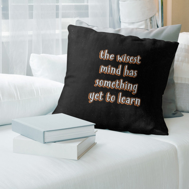Coussin de style tableau d'apprentissage inspirant, 20 po x 20 po, Orange, Polyester / bourre de polyester