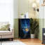 Commode 4 tiroirs pour chambre à coucher, commode étroite, plateau en bois et structure de bureau en fer 18 po x 37,5 po (lxH) - avec impression de paysage de forêt nébuleuse bleu ciel étoilé