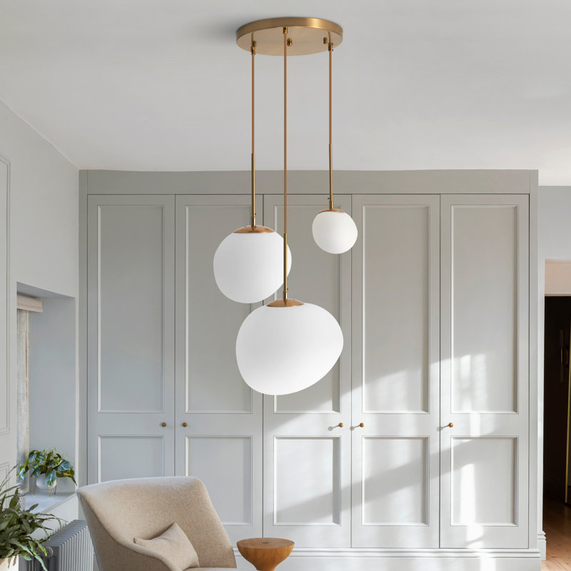 Modern Frosted White Glass Globe Cluster Pendant Light