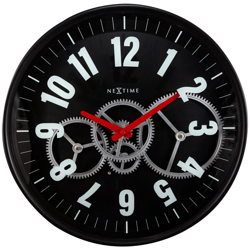 Gear Metal Wall Clock, Black