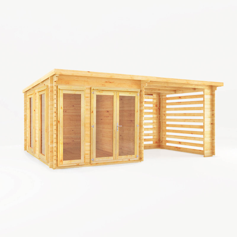 Mercia 20ft x 10ft Studio Pent Log Cabin With Slatted Area (28mm)