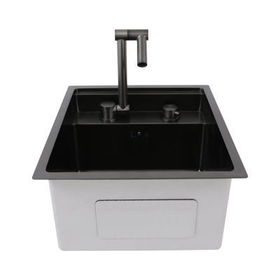 Stainless Steel Commercial Sink Countertop Drop-In Water Sink Utility Sink with Faucet and Cover for Kitchen, Bar, Restaurant