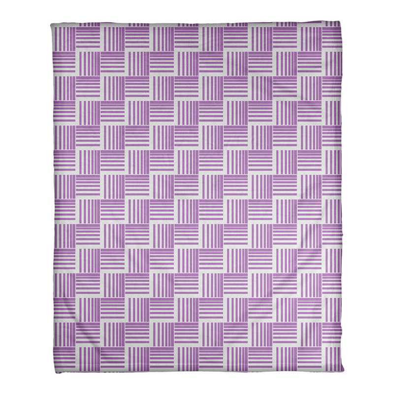 Couverture polaire à rayures classic basketweave, l 50 po x L 60 po, Violet / Blanc