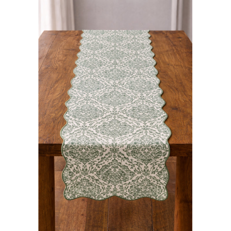 Chemin de table décoratif damassé Sage