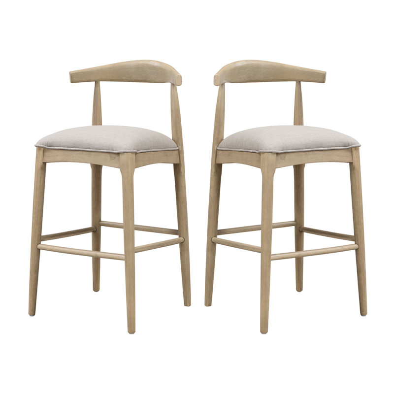 Tabouret de bar en tissu de galets (ensemble de 2), Beige/gris