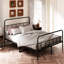 Structure de lit pour grand lit en métal avec tête de lit, construction solide, aucun sommier nécessaire, nuit tranquille, noir pour grand lit, fer à repasser requis, temps de sommeil,