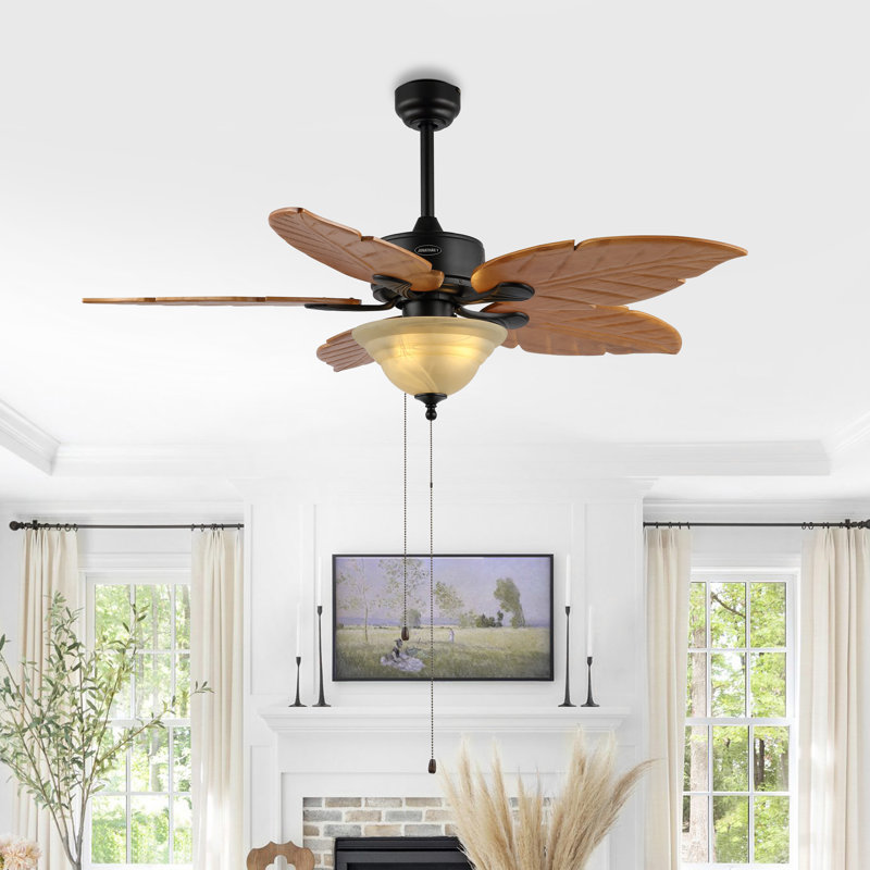 Emmabeth 52'' Ceiling Fan with Light Kit, Light Brown