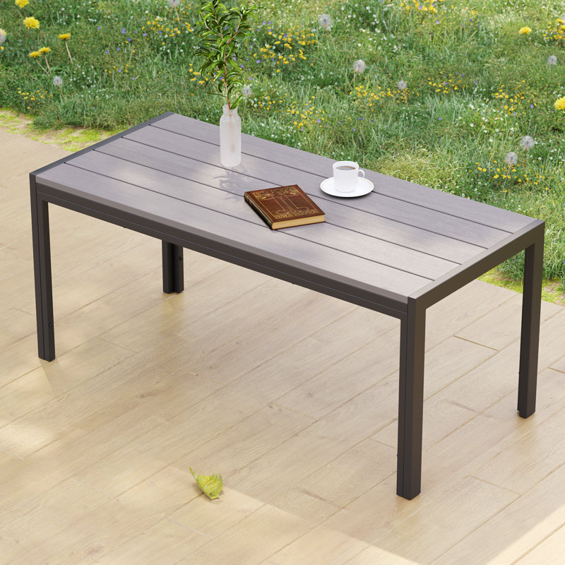 Table basse de patio rectangulaire, ensembles de conversation toutes saisons pour chambre, chevet, porche, Gris