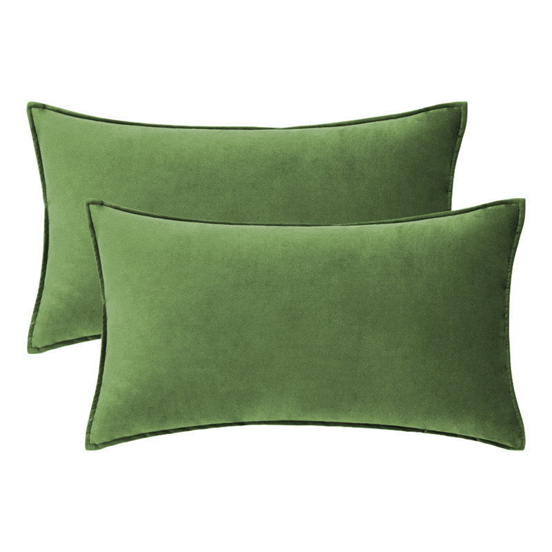  Housse de coussin carré en velours, Vert pomme, Coton