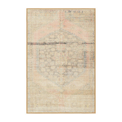 Tapis beige/bleu/rouge traditionnel Nehru