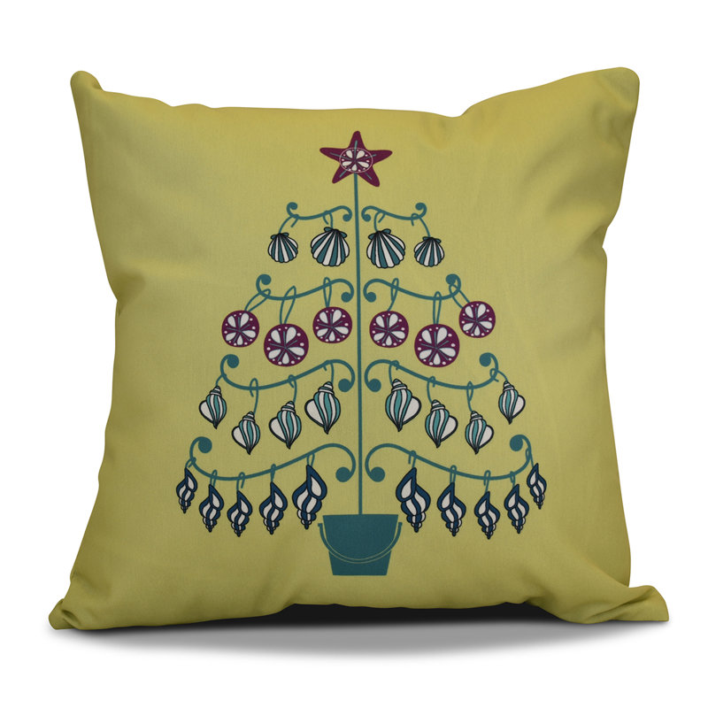Housse de coussin décoratif carré Coastal Christmas, Vert clair, H 18 po x l 18 po