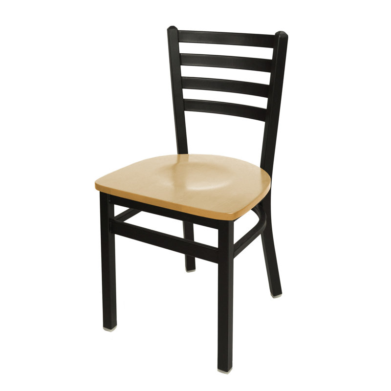 Lima 17.25'' H Metal Dining Chair, Sand Black, Light Cherry/Black