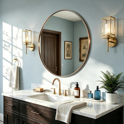 Miroir de salle de bain Kaitlee Cadre en acier inoxydable