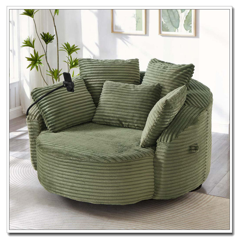 360° Swivel Chair Accent Barrel Chair, Green