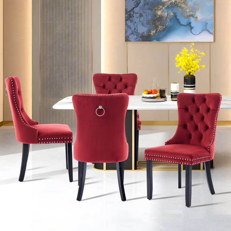 Chaise de salle à manger Kenta, Rouge, Noir