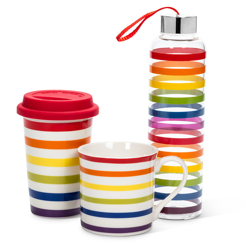 Tasse à café à rayures arc-en-ciel