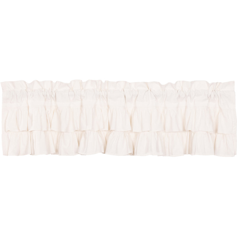 Sickels Cotton Blend Ruffled Window Valance, 72" W x 16" L, Antique White
