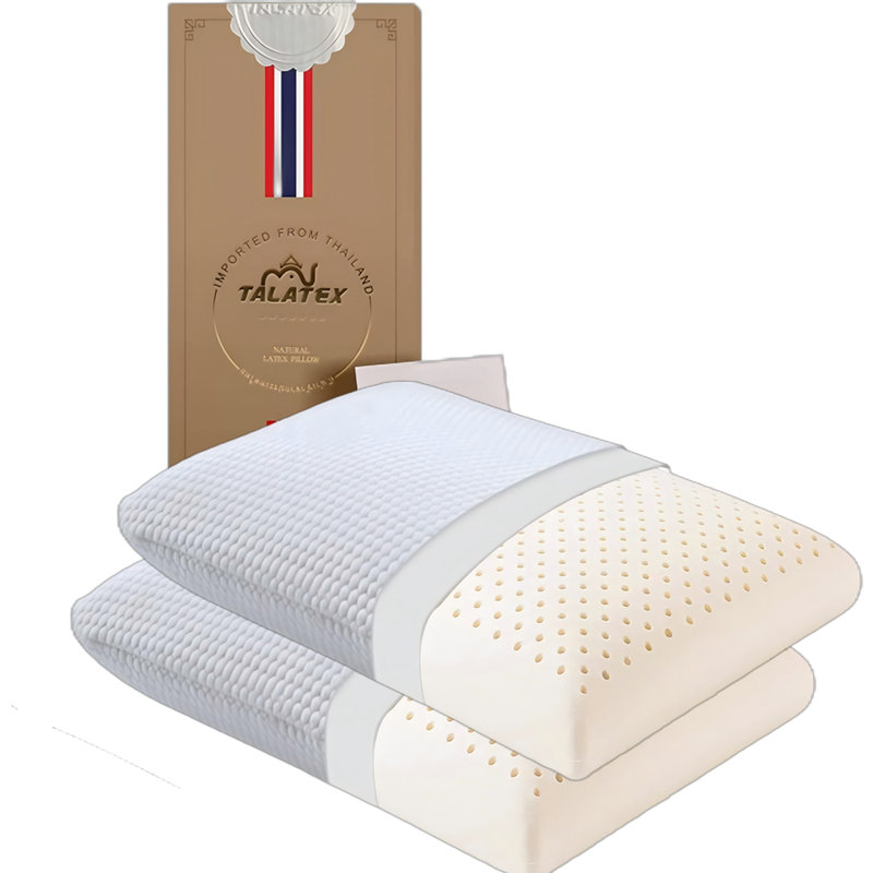 Grand oreiller moyen en latex 100% naturel TALATEX de qualité supérieure Dunlop (paquet de 2)