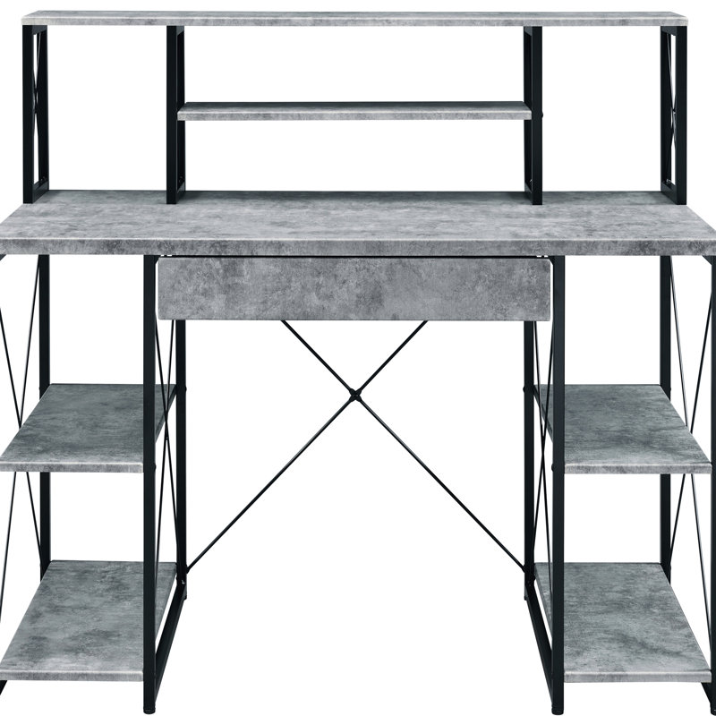 Bureau rectangulaire gris et noir - Rangement pratique pour les accessoires de bureau avec des espaces de travail stables