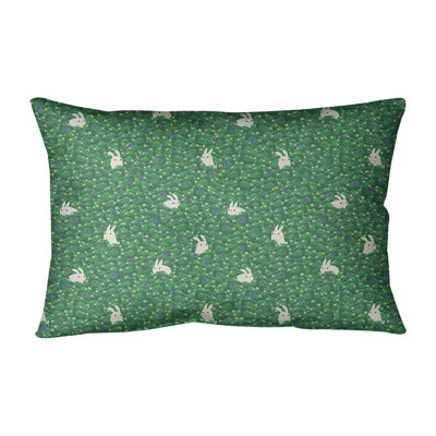 Katelyn Elizabeth Bunny Rabbit Linen Animal Print Lumbar Pillow Cover
