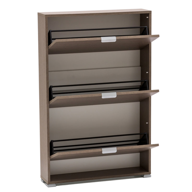 9 Pair Flip Down Shoe Storage, Grey Oak